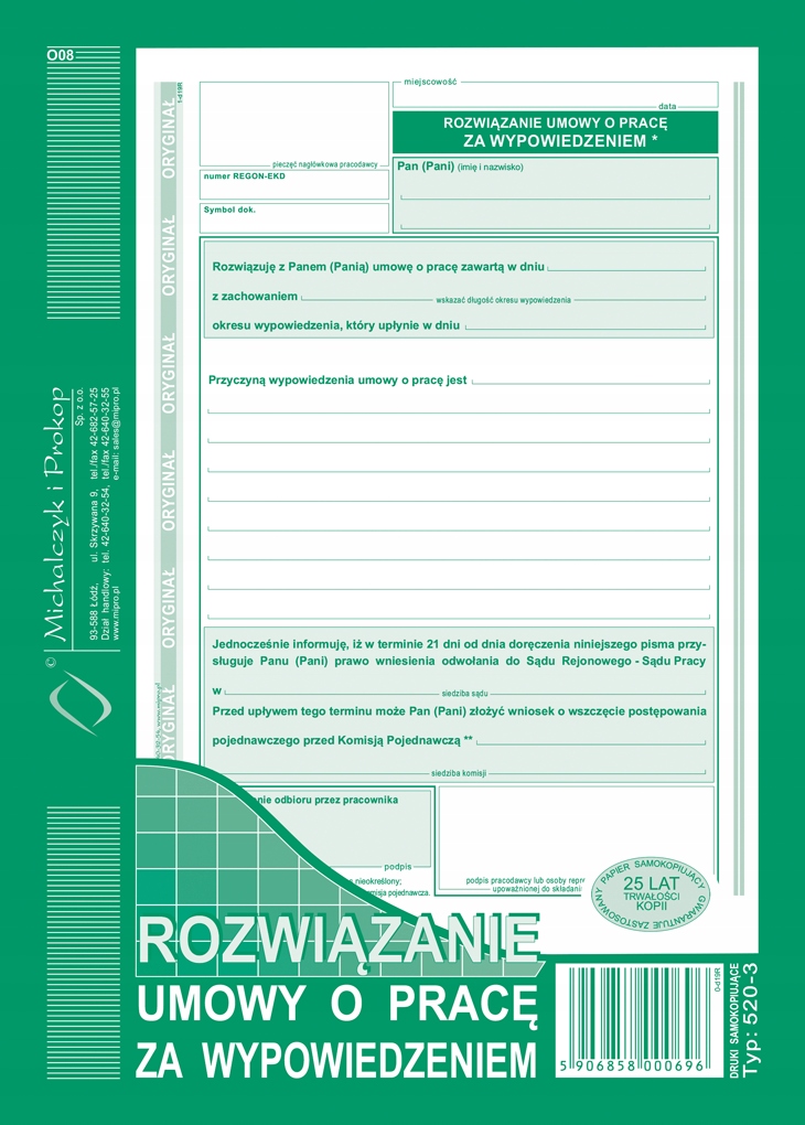 Rozwiązanie umowy o pracę za wypowiedzeniem A5