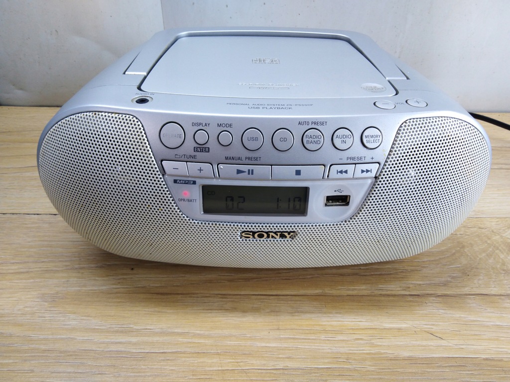 RADIO BOOMBOX SONY CD FM/AM USB AUX MEGA DZWIĘK ZSPS30CP 14972204143