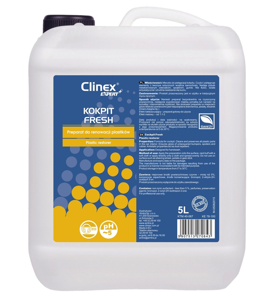 CLINEX BIO KOKPIT FRESH PREPARAT DO PLASTIKÓW - 5L