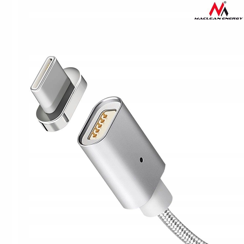 Maclean Kabel USB Type-C magnetyczny srebrny MCE17