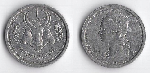 MADAGASKAR FRANCUSKI 1948 1 DOLLAR