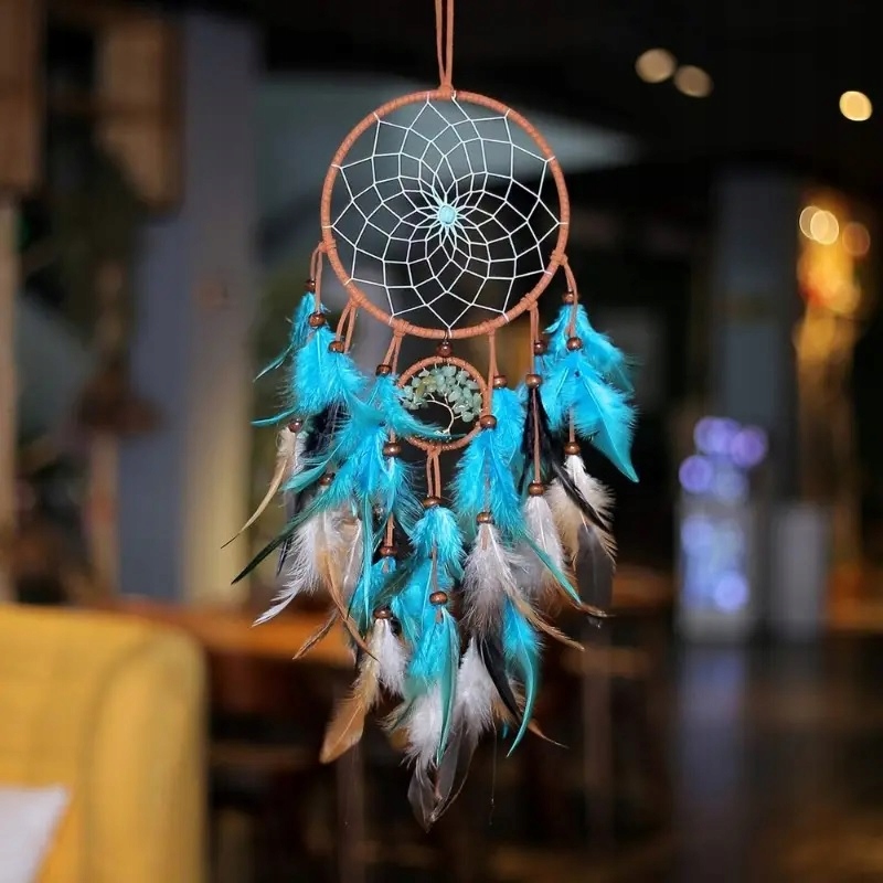 Łapacz snów Dreamcatcher boho Makrama 18 CM piórka