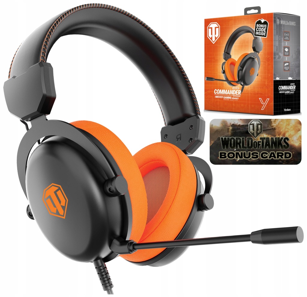 SŁUCHAWKI NAUSZNE GAMINGOWE PRZEWODOWE WORLD OF TANKS + KARTA BONUSOWA