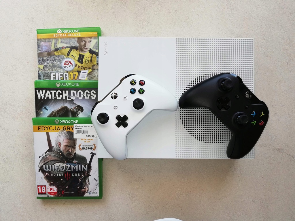 Konsola Xbox One S 500GB 4K + 2 Pady + 15 Gier