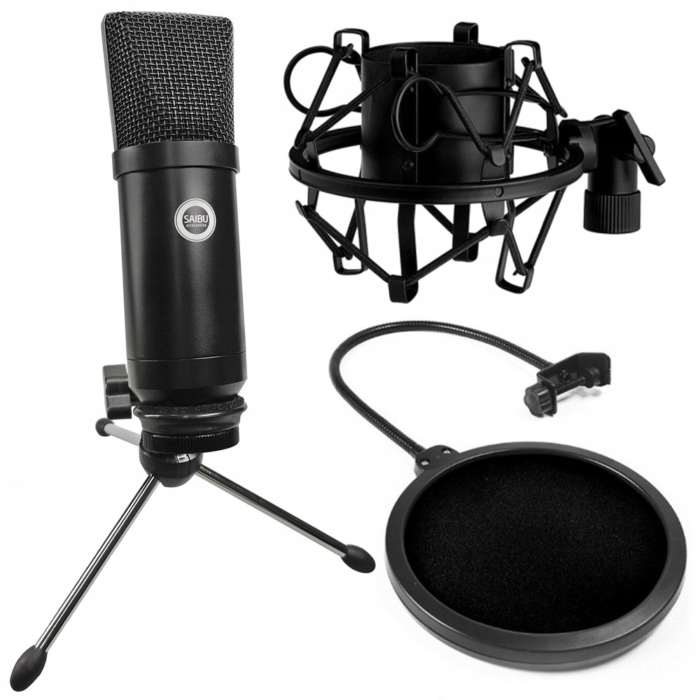 MIKROFON POJEMNOŚCIOWY USB + POP + KOSZ SAIBU MU-1