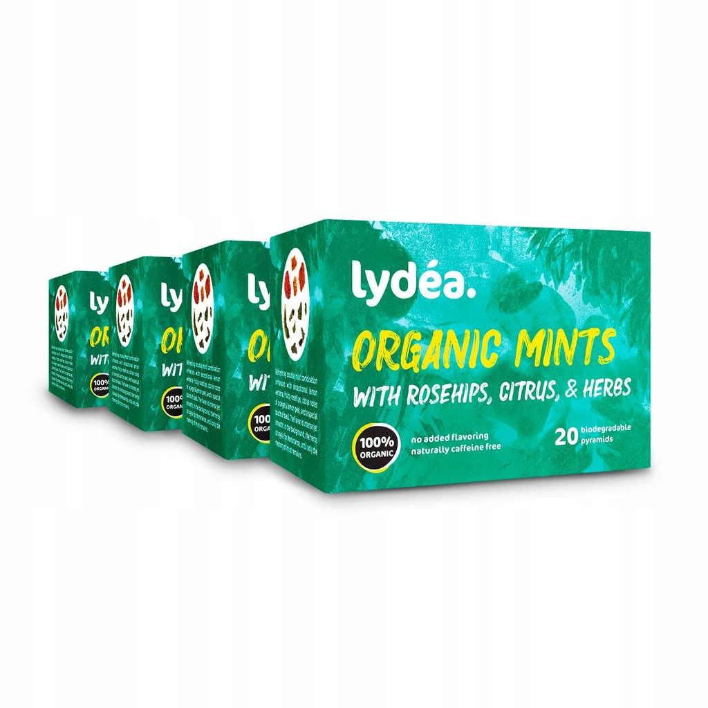 Lydea Organic mints Tea 80 Pyramids, 4 Pack 4 x 20