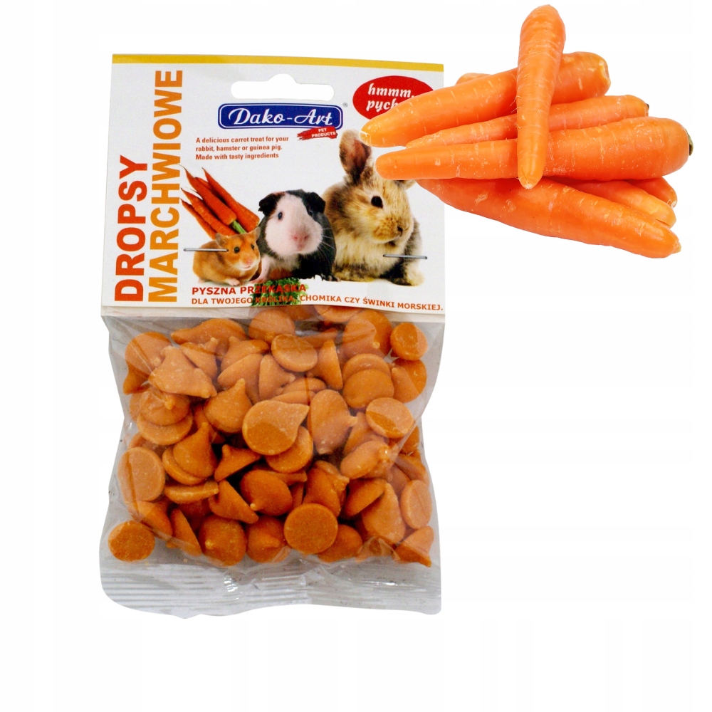 Dako-Art Dropsy Marchwiowe Przekąska dla Królika, Gryzoni 75 g