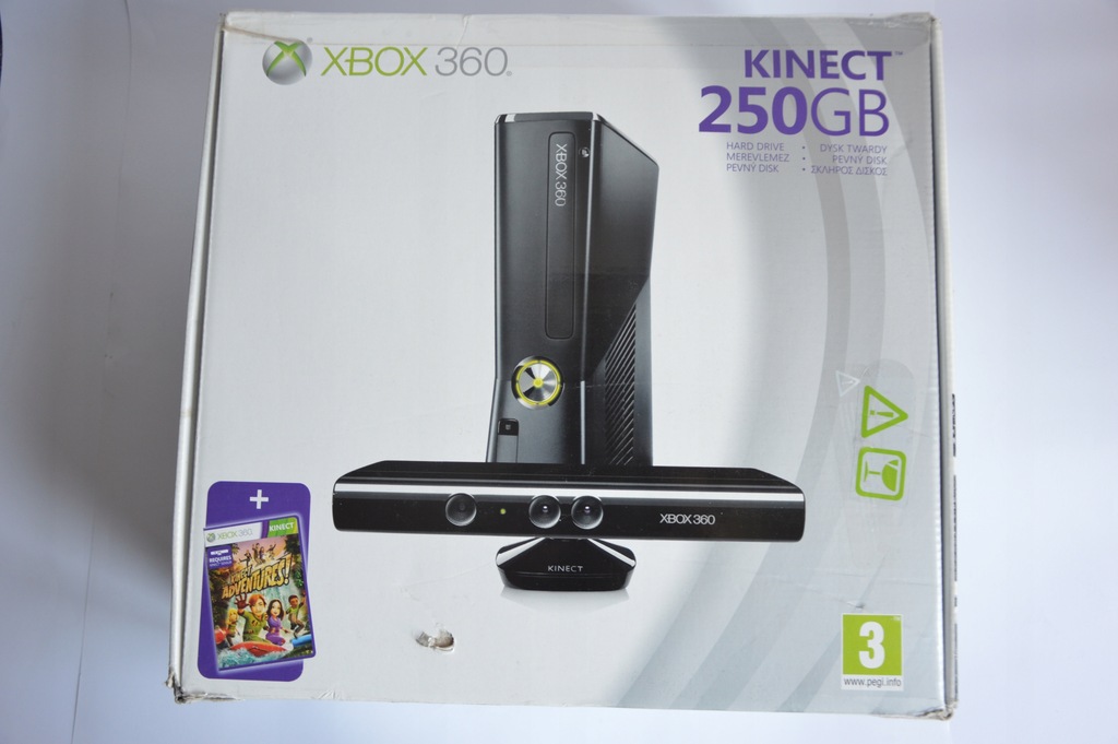 KONSOLA XBOX 360 250GB+KINECT+PAD+ ADVENTURES