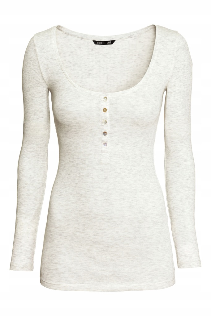 H&M dopasowana koszulka HENLEY z dekoltem..r.M