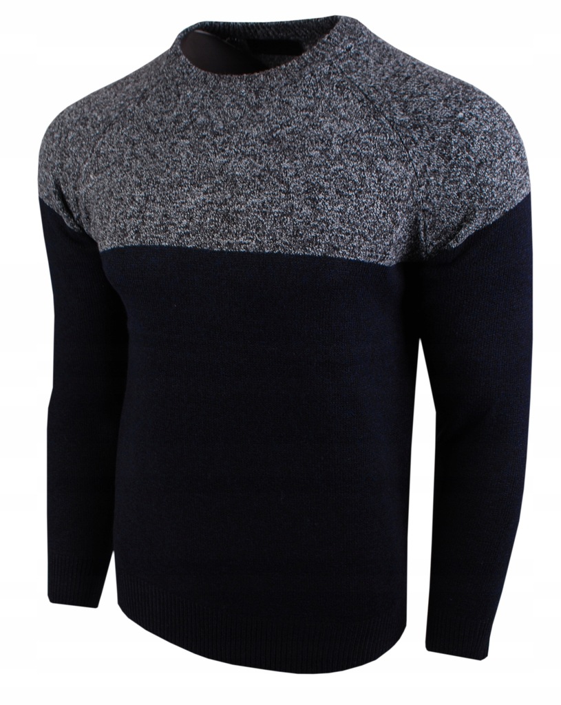Męski sweter szro-granatowy melanż rozmiar XL