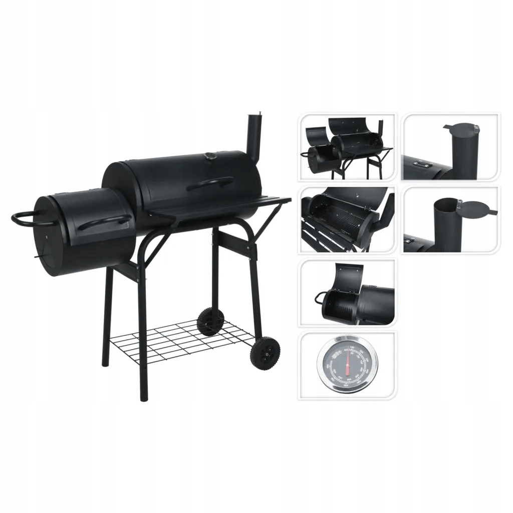 Grill z wędzarnią lokomotywa, czarna