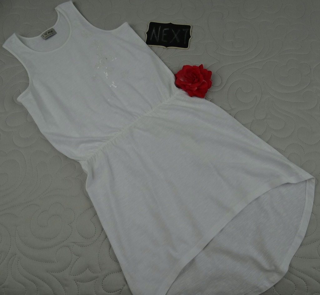 NEXT biała letnia sukieneczka cekiny 12L 152cm R
