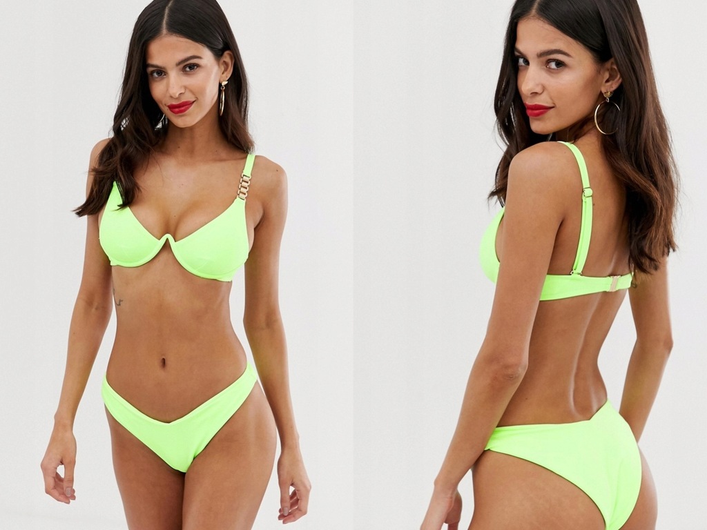 River Island - Neonowe zielone bikini XS/34