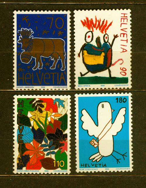 Szwajcaria Rysunki Dzieci Krowa Ptak Mi 1593 6 7768284096