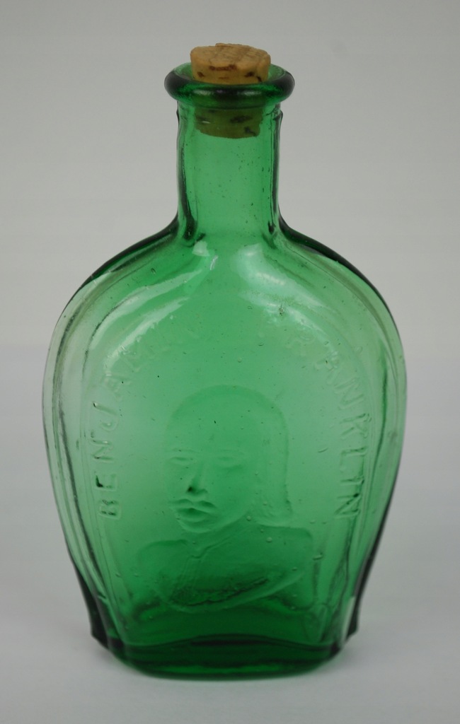 Zielona butelka z korkiem Benjamin Franklin 10x6cm