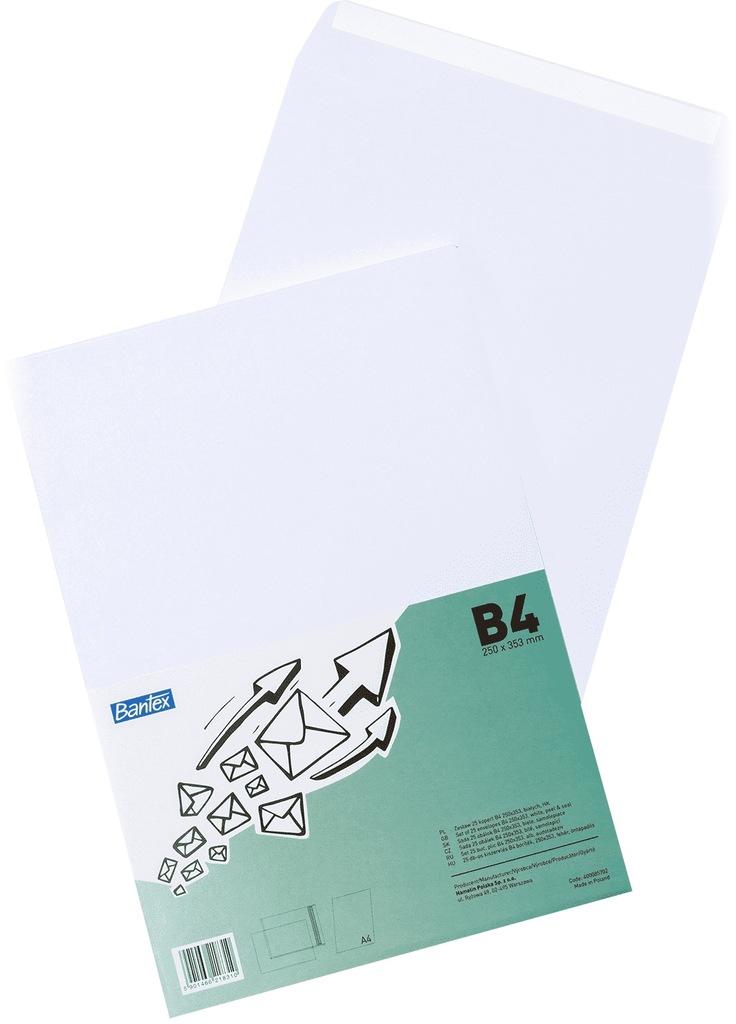 Koperty białe B4 50 sztuk HK Bantex