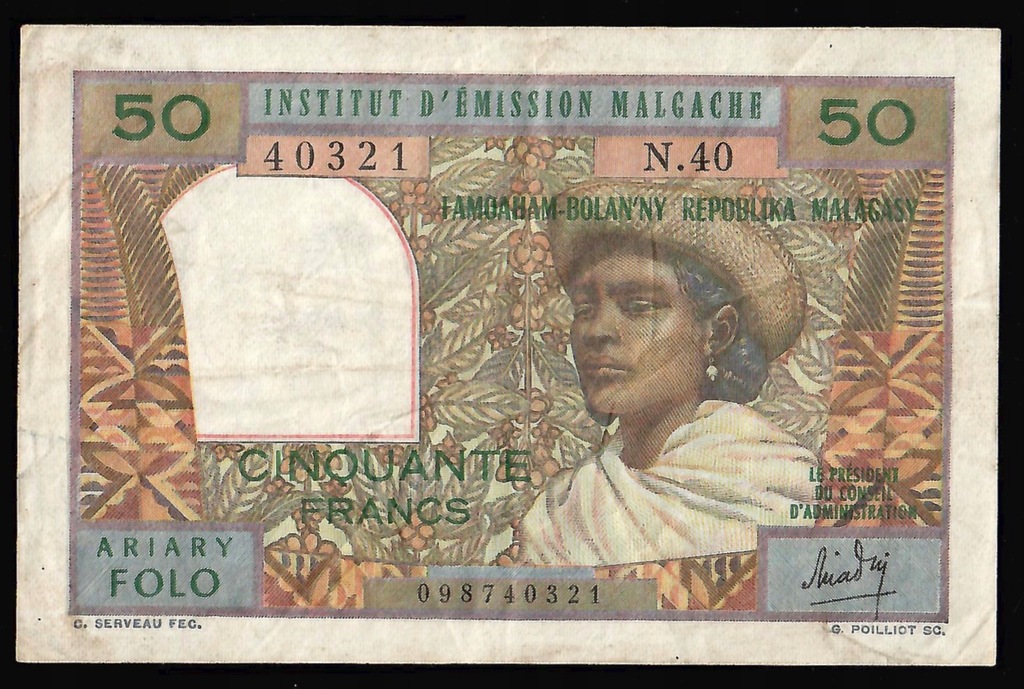 Madagaskar - 50 franków 1969
