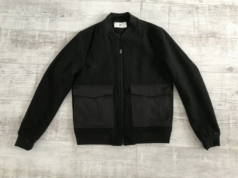 H&M__ KURTKA MĘSKA BOMBER WOOL WEŁNA__M