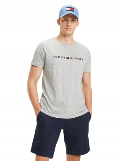 TOMMY HILFIGER SZARY T-SHIRT Z LOGO__XXL