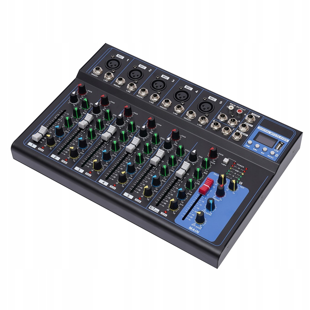 7-KANAŁOWY MIKSER BLUETOOTH USB DJ STUDIO AUDIO MIXER