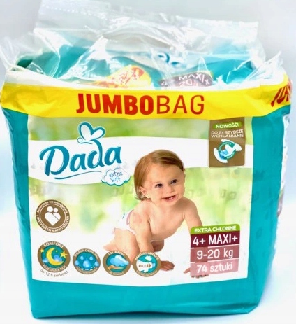 DADA PIELUCHY Jumbo BAG 4+ Maxi+ 9-20kg 74szt