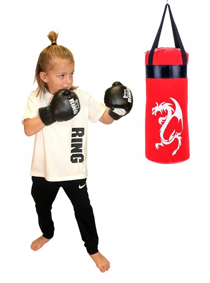 Zestaw bokserski dla dzieci: worek 50 cm czerwony
