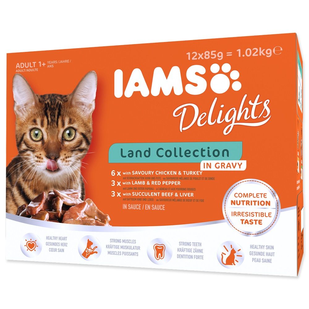 IAMS Cat Delights Adult All Breeds Land In Gravy Pouch 12 X 85 g