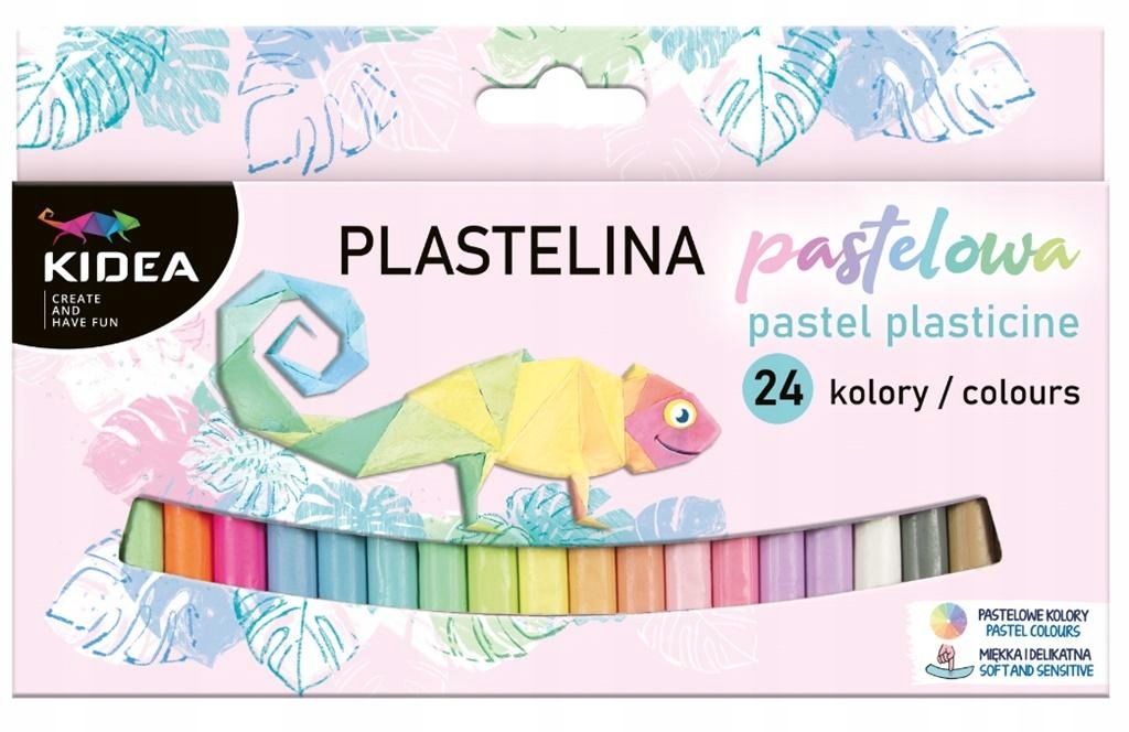 Plastelina 24 kolory pastelowe KIDEA DERFORM