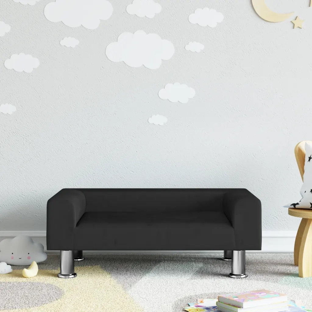 vidaXL Sofa dla dzieci, czarna, 70x45x26,5 cm, aksamitna