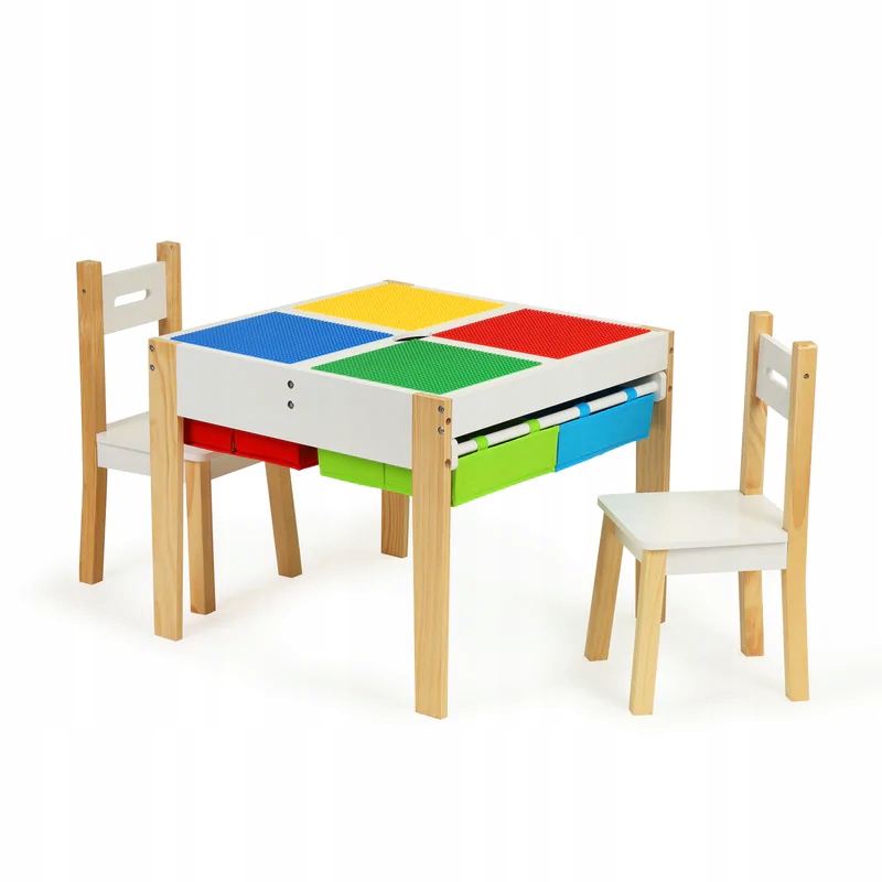 Drewniane meble dla dzieci zestaw stół +2