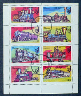 Iso Sverige - stare lokomotywy - znaczki w arkuszu