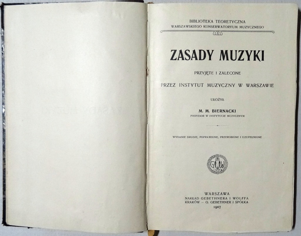 Zasady muzyki M. M. Biernacki 1907 r. polski