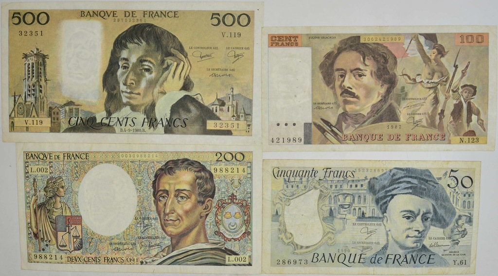 6.au.Zest.Francja, Banknoty szt.4, St.3+