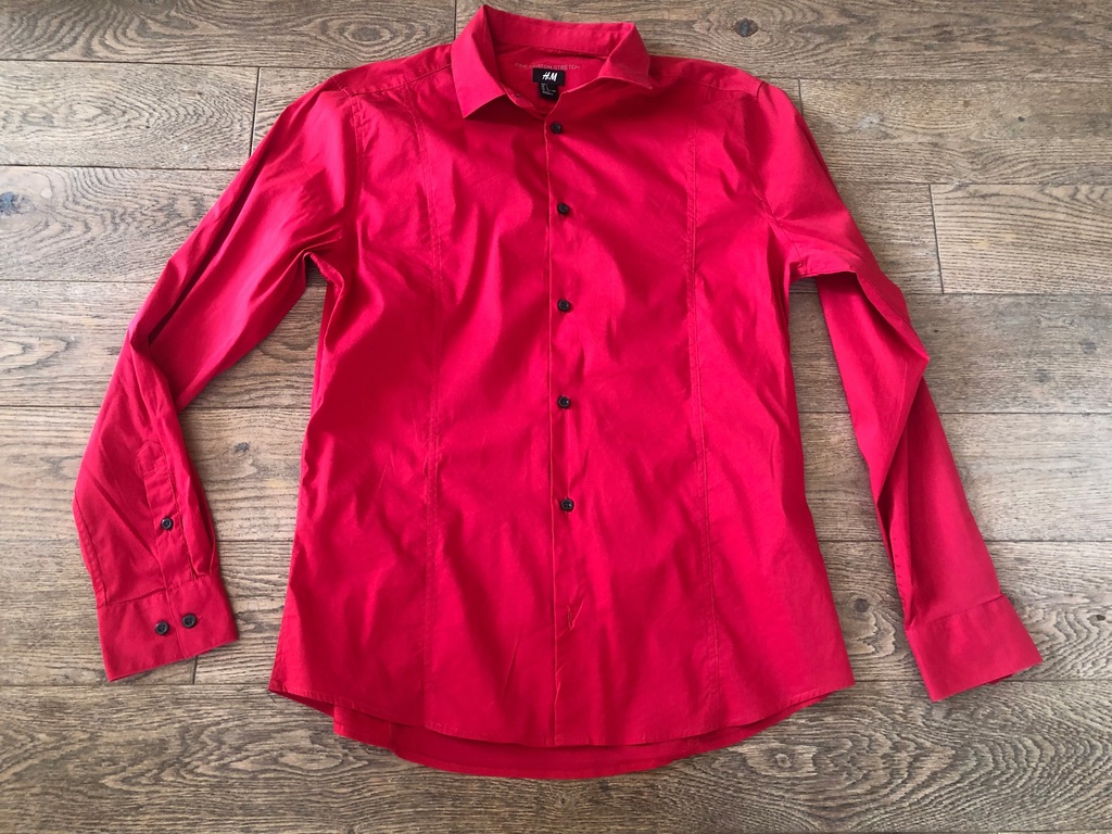 Koszula H&M easy iron L śliczna czerwona 3178