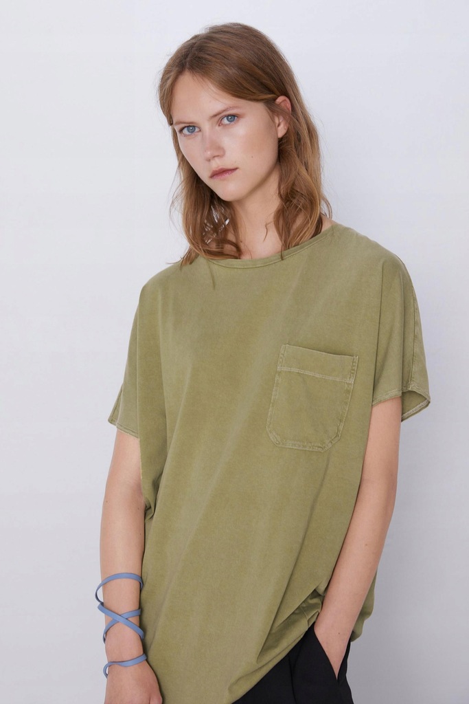 01E147 ZARA__MK4 T0SHIRT OVERSIZE KIESZEŃ__M