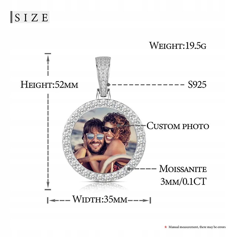 Fine Jewelry Round Memory Medallions Moissanite Custom Photo Pendant