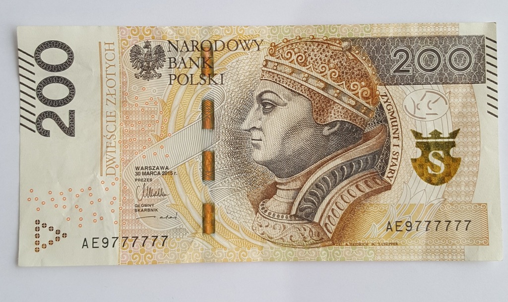 BANKNOT 200PLN AE9777777