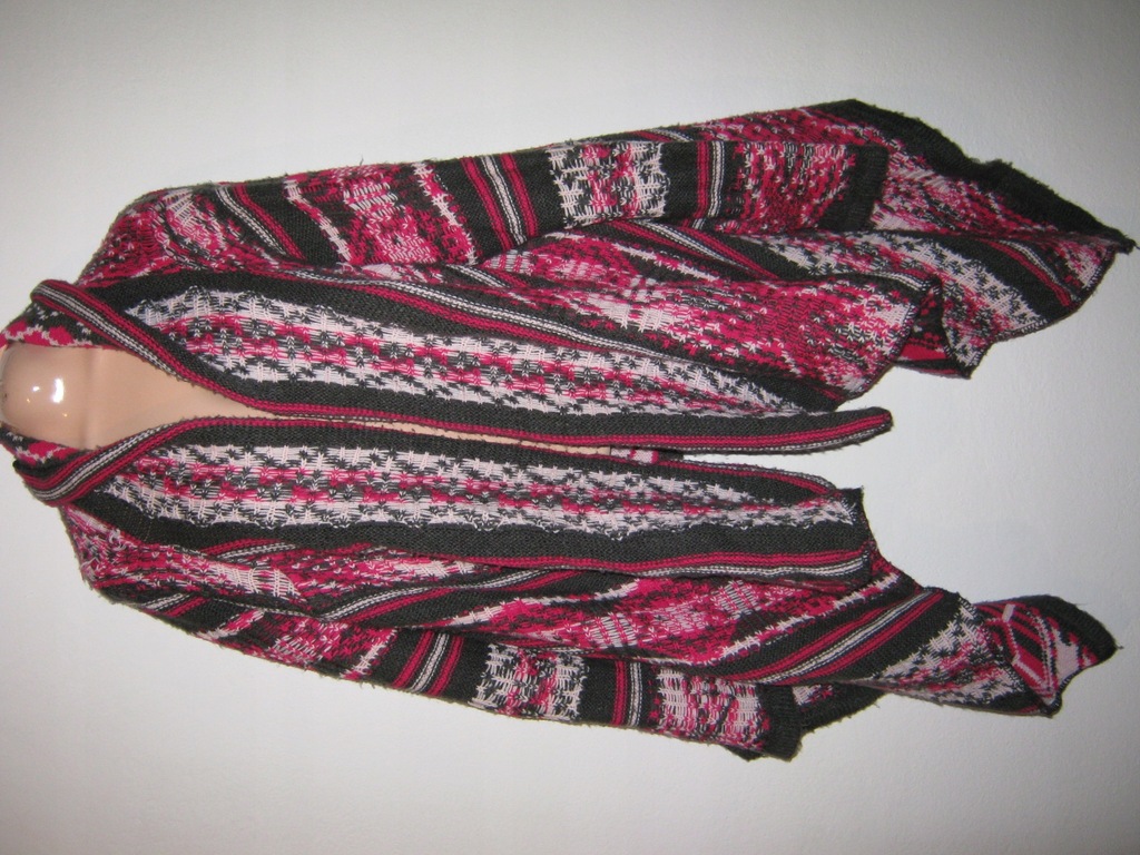 BOOHOO sweter jak ponczo asymetryczne aztecki M/L