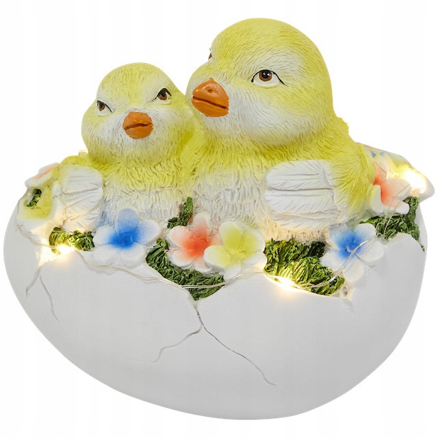 Jajko Wielkanocne kurczaczki figurka LED 18 cm ozdoba dekoracja świąteczna