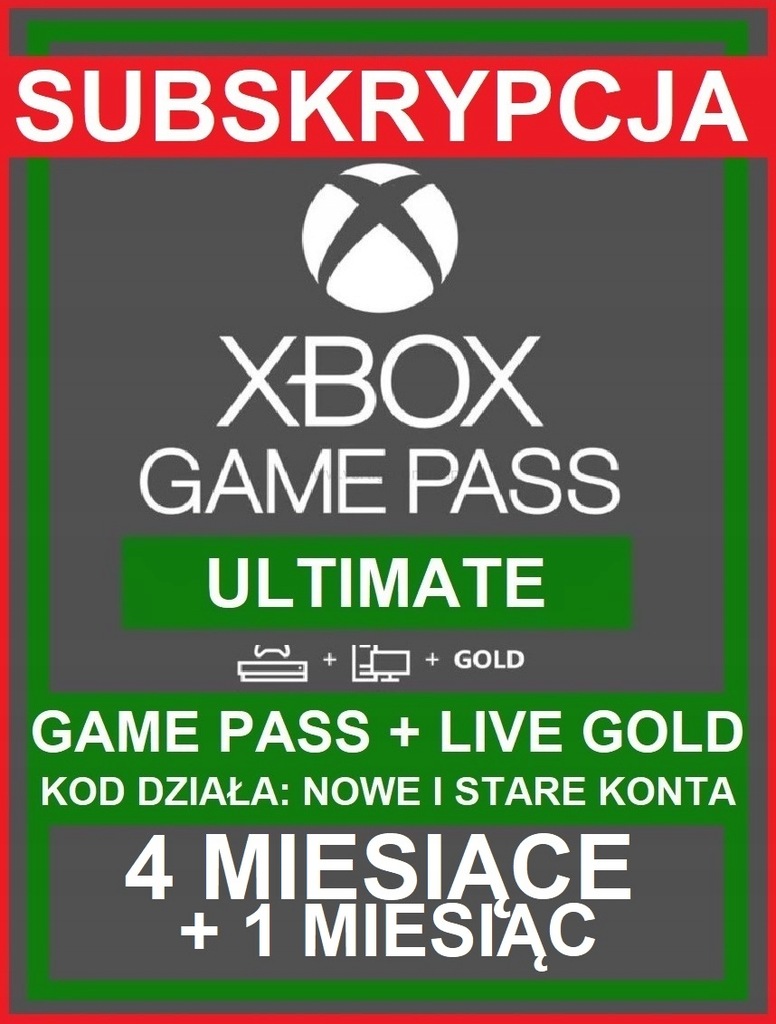 Live Gold + Game Pass 6 miesięcy +1 GRATIS KOD