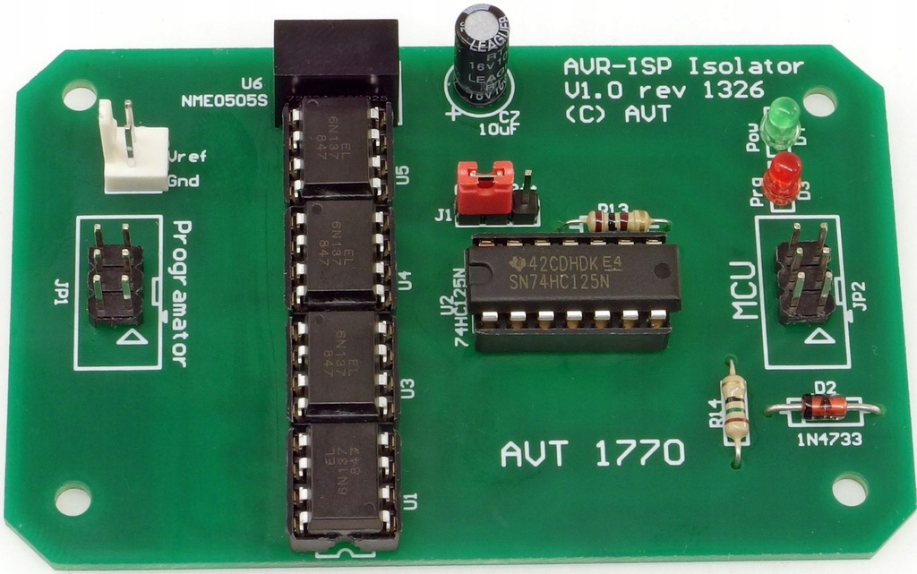 Izolator programatora ISP dla AVR DIY AVT1770 B