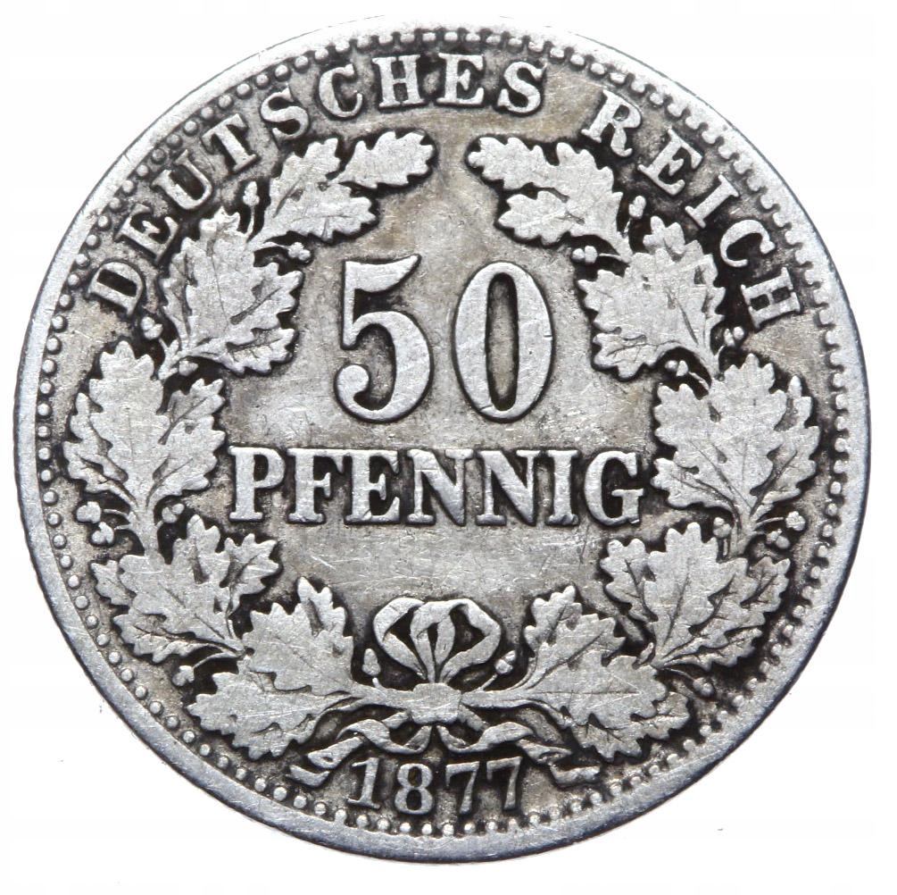 Niemcy - moneta - 50 Pfennig 1877 A - SREBRO