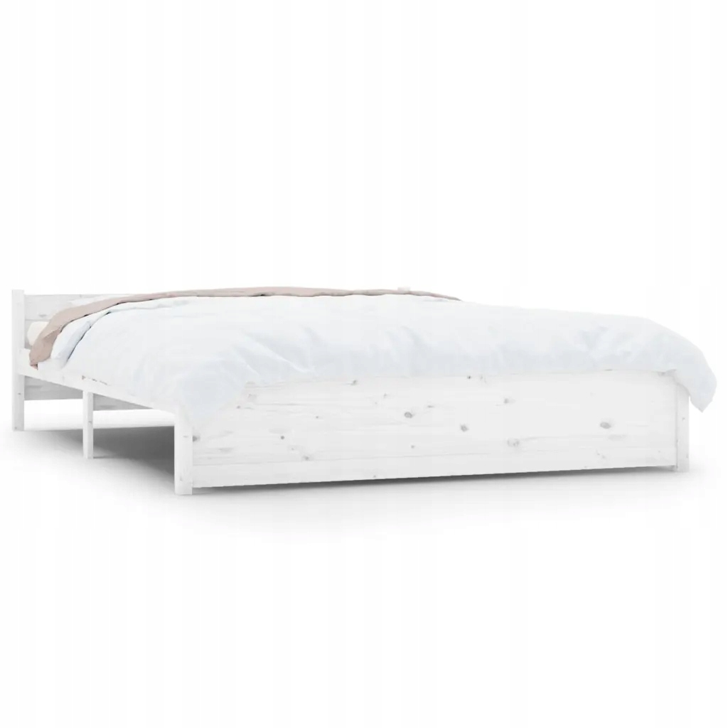 Rama łóżka, biała, lite drewno, 150x200 cm, King S
