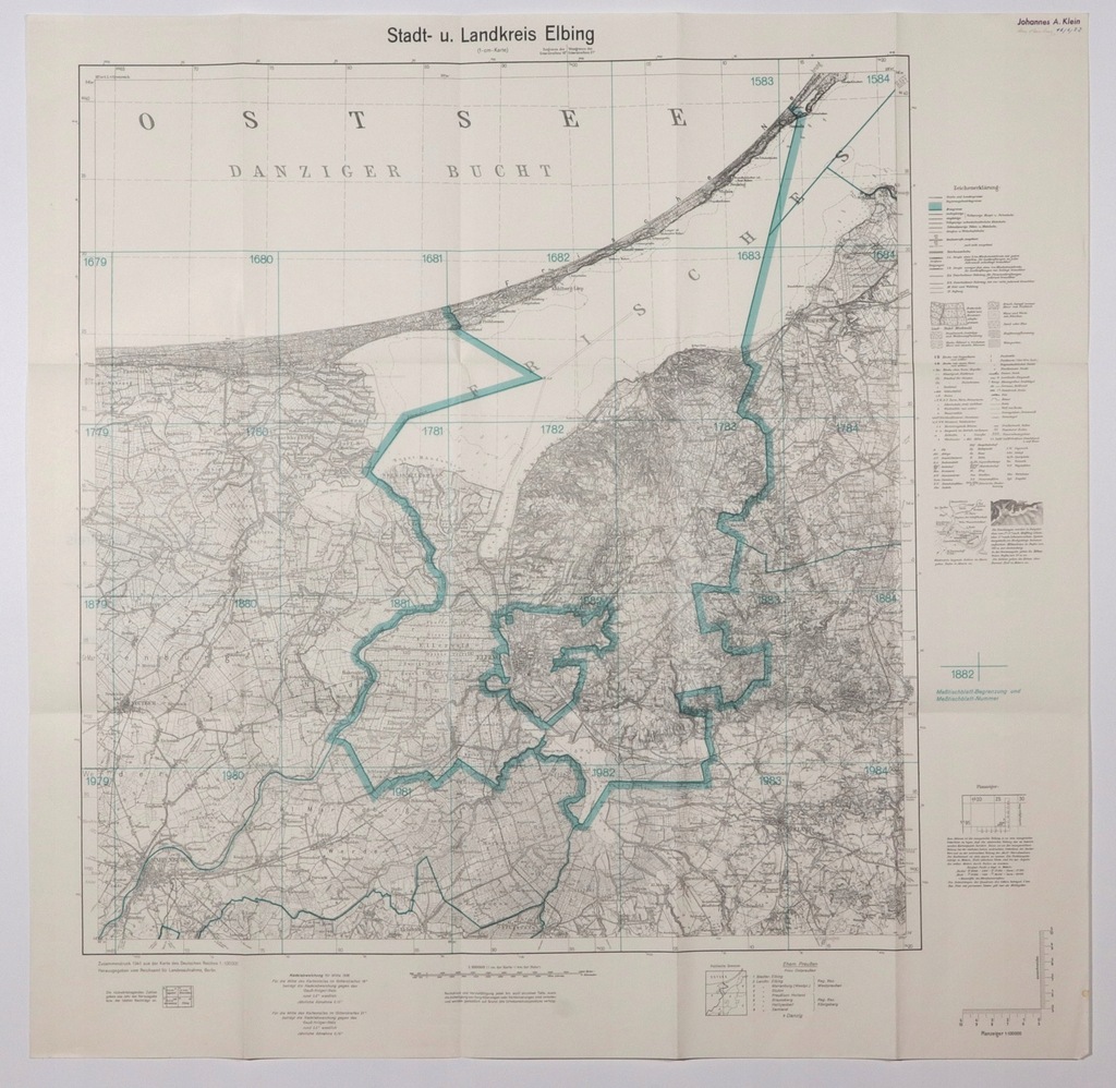 ELBLĄG. Mapa topograficzna regionu Elbląga