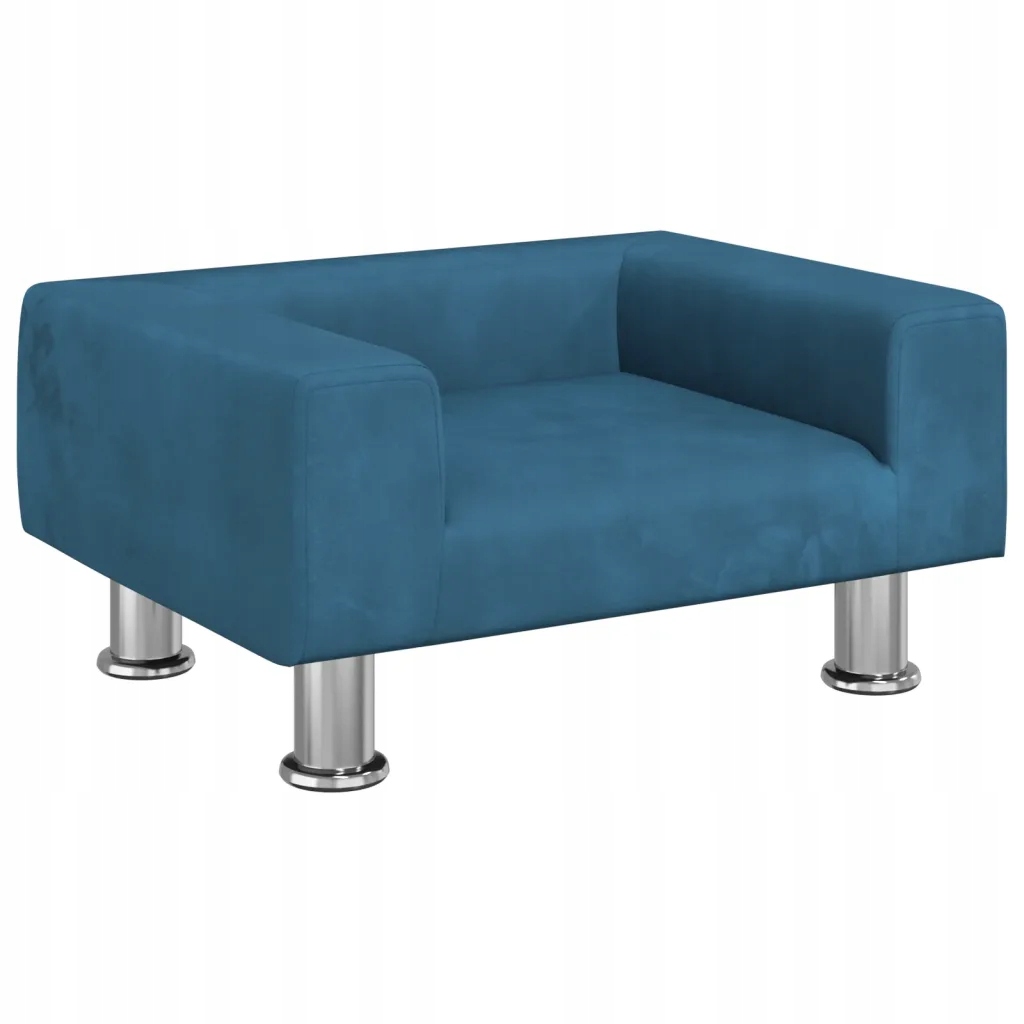 Sofa dla dzieci, niebieska, 50x40x26,5 cm, aksamitna
