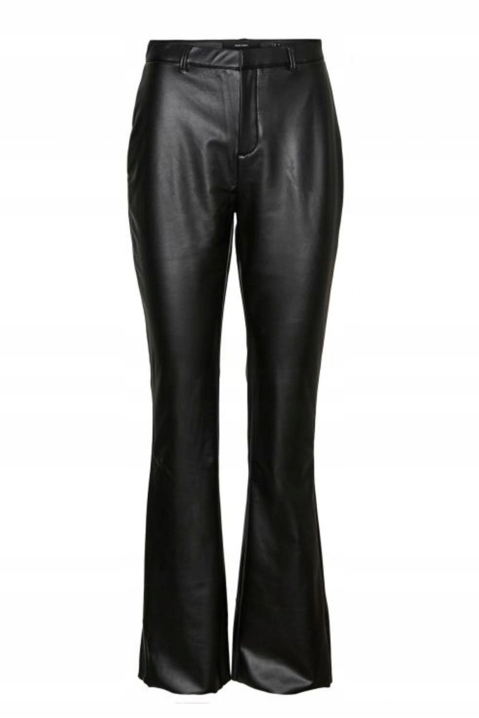 Spodnie VERO MODA damskie flare przed kostkę imitacja skóry czarne r. M