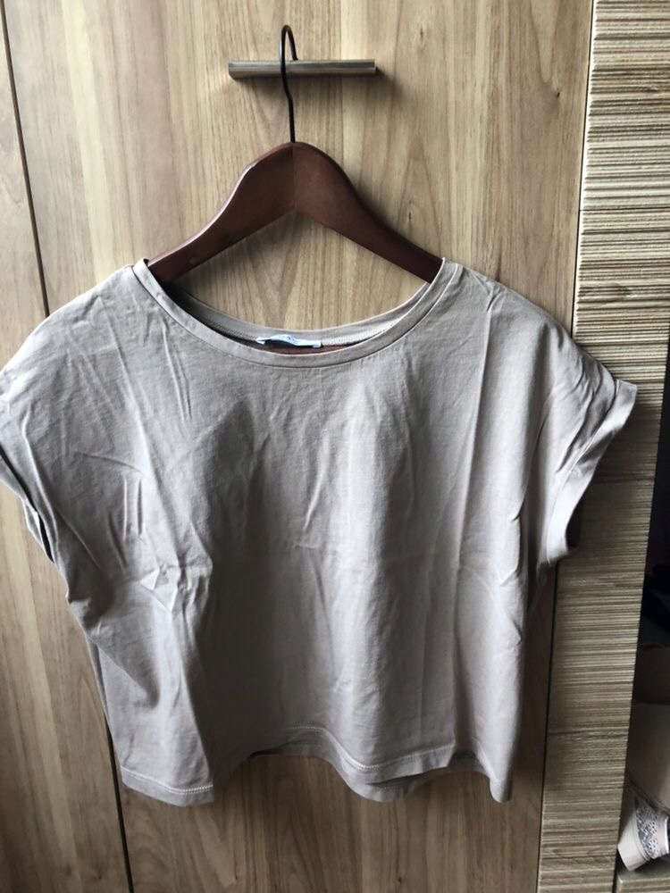 Zara collection basic beżowy luźny tshirt top