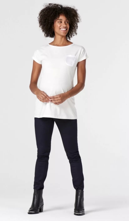 ESPRIT T-SHIRT CIĄŻOWY Z KIESZONKĄ BIAŁY M 1BDG