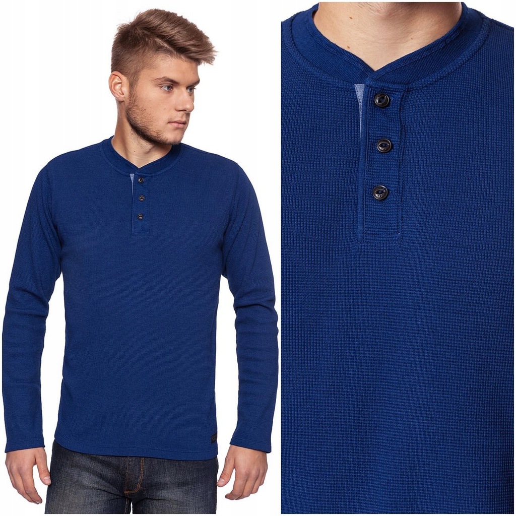 LEE INDIGO HENLEY SWETER MĘSKI NIEBIESKI REGULAR M