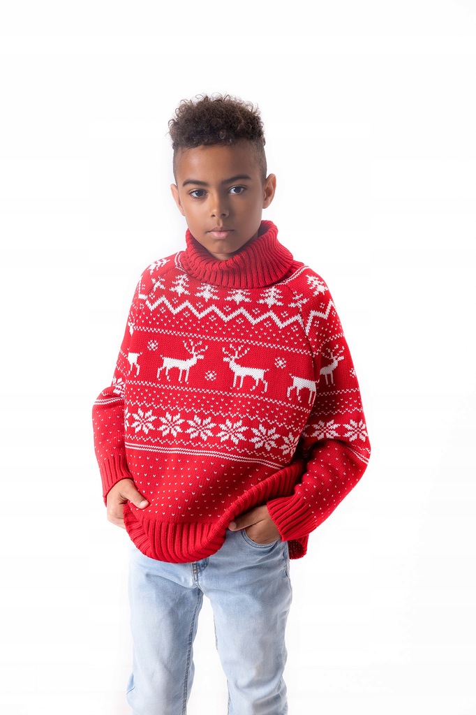 Sweter świąteczny dziecięcy - poncho 140